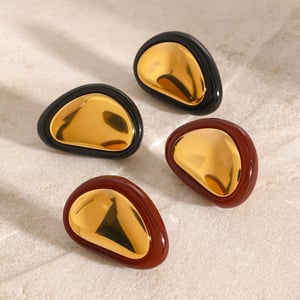 1 Pair Simple Series Classic Geometric Stainless Steel  Gold Color Women's Stud Earrings h5 